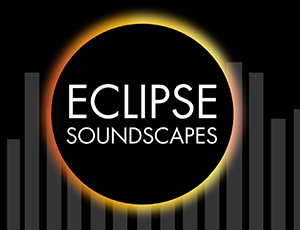 White text reads Eclipse Soundscpaes in the middle of a ring of fire