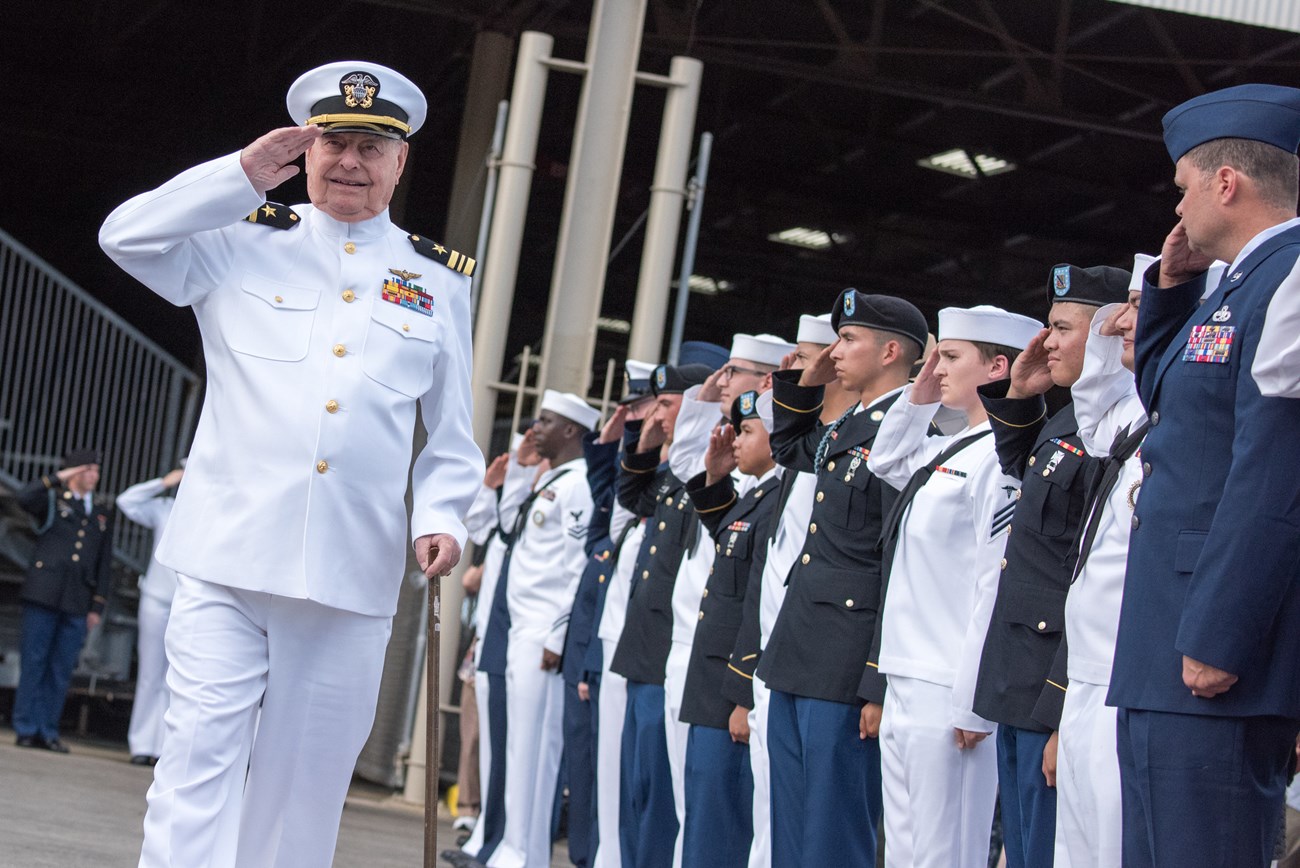 USS Arizona Survivor Lou Conter at the 75th Commemoration Ceremony.