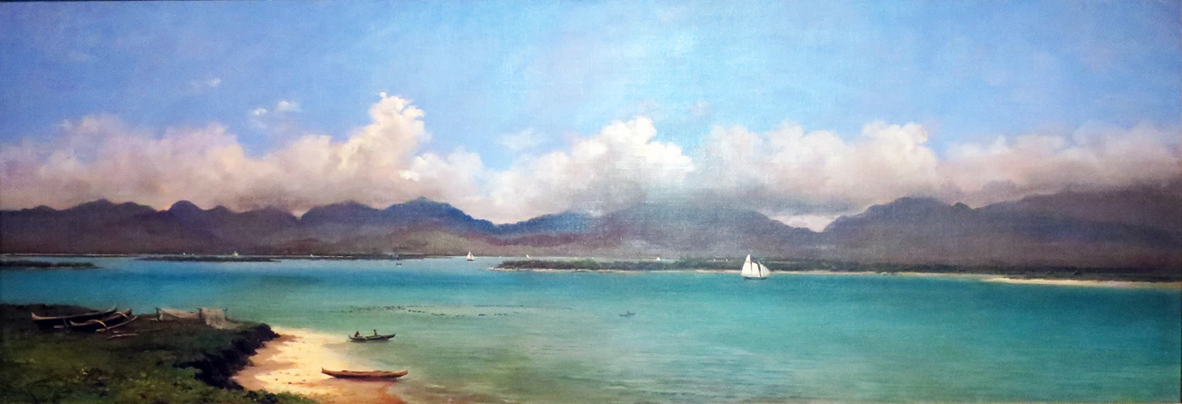 View of Pearl Harbor 1890 Painting of Pearl Harbor before US military presence.
