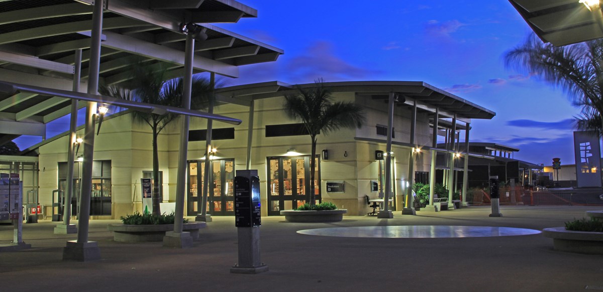 The Pearl Harbor Visitor Center bookstore in the evening.