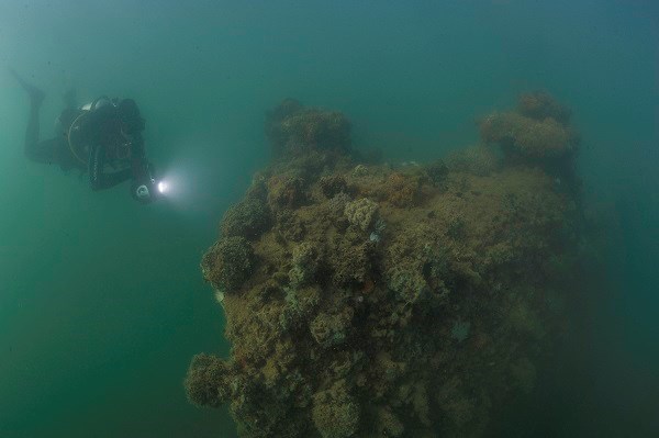 At the stern of the USS Arizona.