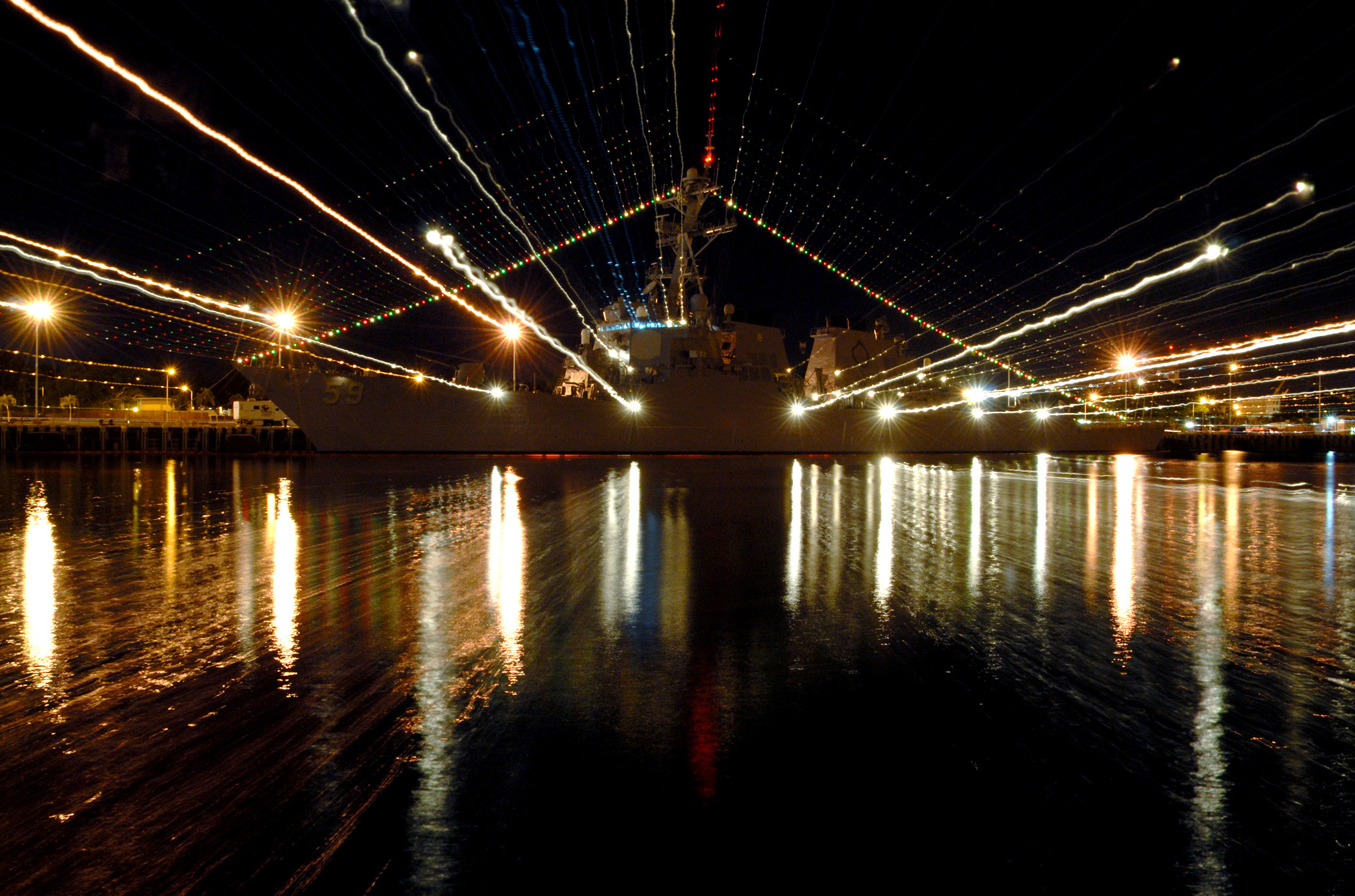 Pearl Harbor Lights (US Navy photo)