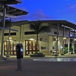 The Pearl Harbor Visitor Center bookstore at night.