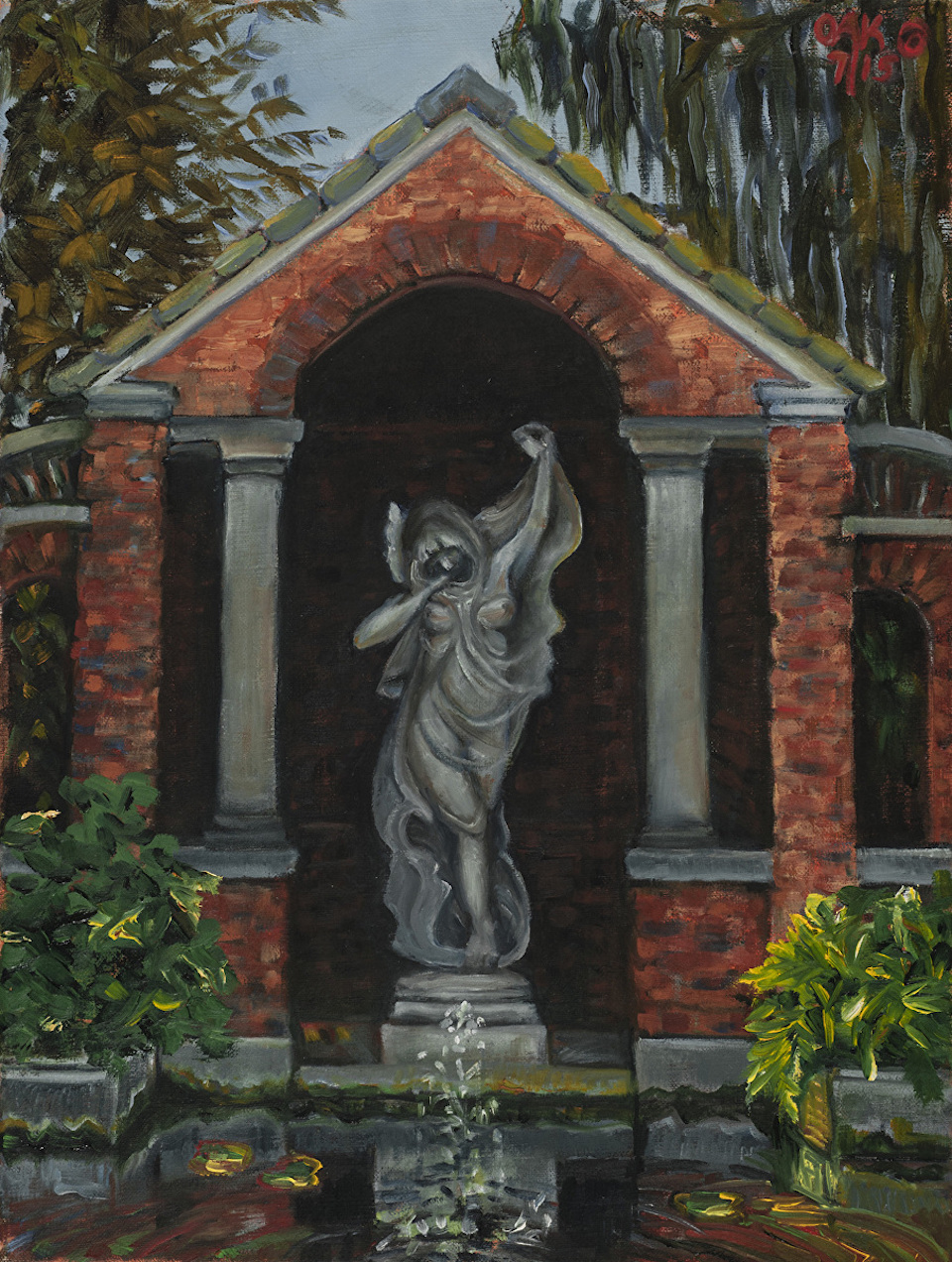 Lynda Youmans painting of statue in Vanderbilt Formal Gardens Lynda Youmans painting of statue in Vanderbilt Formal Gardens