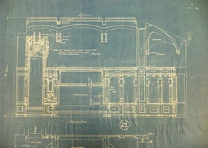 A drawing on paper of architectural details.