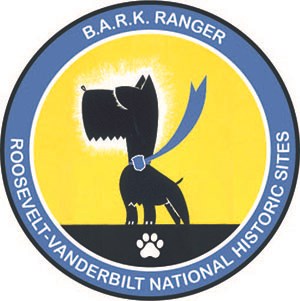 A graphic of a dog in a circular frame with the words "B.A.R.K. Ranger"