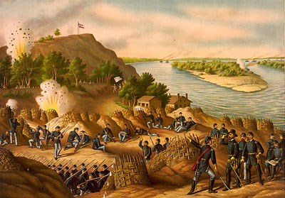 Union bombardment of Confederate lines at Vicksburg