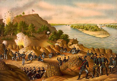Union bombardment of Confederate lines at Vicksburg Union bombardment of Confederate lines at Vicksburg