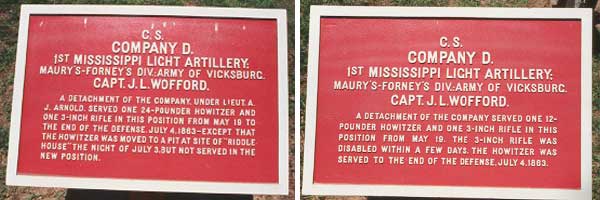 1st Mississippi Light Artillery, Company D Tablets