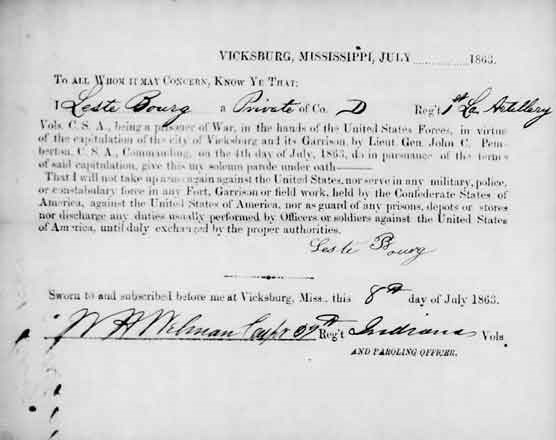 Vicksburg Parole Record