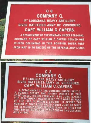 1st Louisiana Heavy Artillery, Co. G Markers