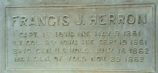 Plaque on base of Brig. Gen. Francis J. Herron bust