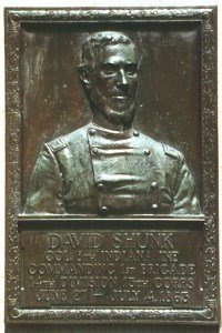 Col. David Shunk, bronze relief portrait Col. David Shunk, bronze relief portrait