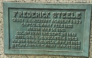 Plaque at base of Maj. Gen. Frederick Steele statue
