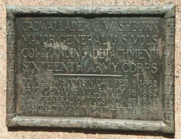 Brig. Gen. Cadwallader Washburn, bronze plaque