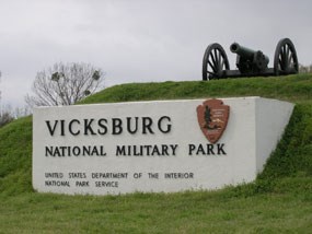 Vicksburg National Military Park Entrance Sign