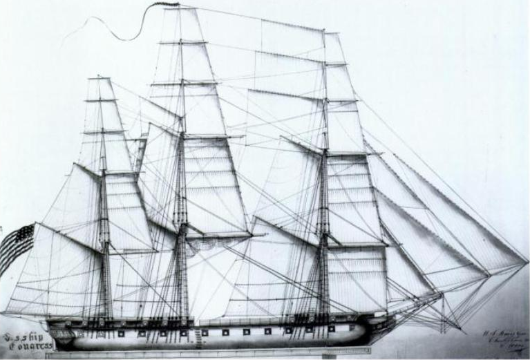 The frigate USS Congress flagship of the U.S. Navy West India Squadron The frigate USS Congress flagship of the U.S. Navy West India Squadron