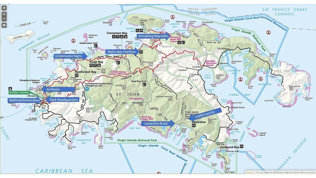 A park map indicates where the various projects are located.