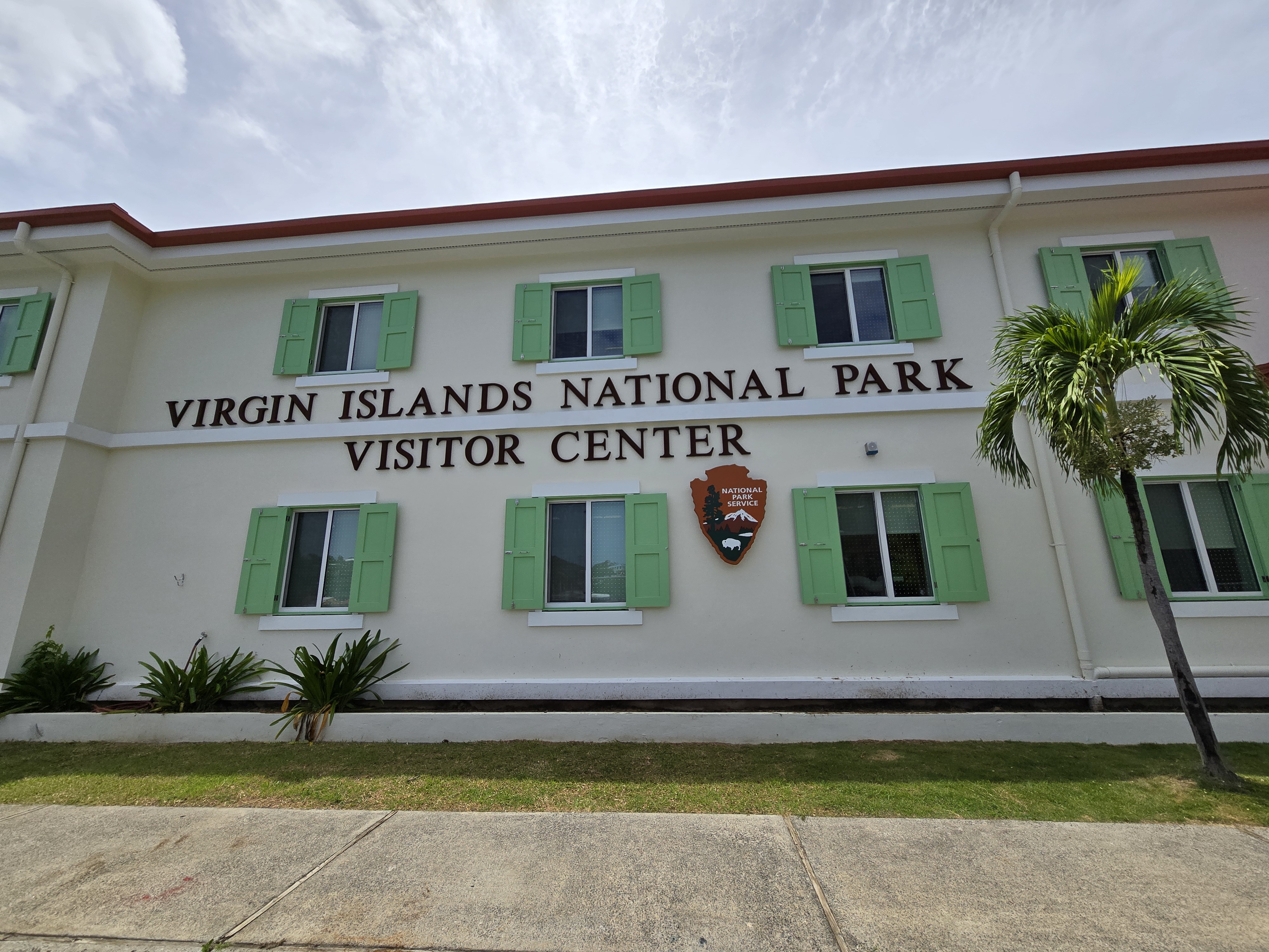 Image of the yellow Virgin Islands National Park visitor center.