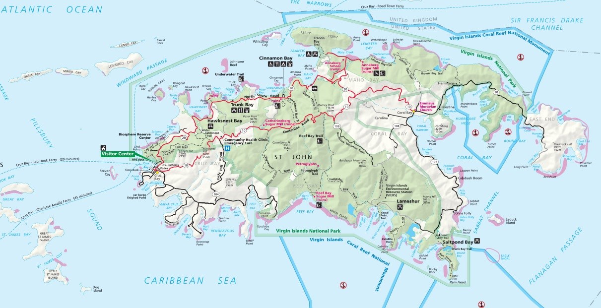 Map of Virgin Islands National Park