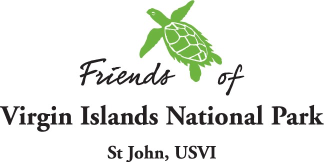 Logo for Friends of Virgin Islands National Park with a simple drawing of a green sea turtle.
