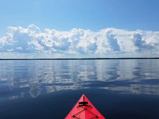 Looking over the water in a kayak