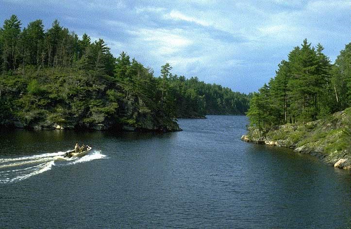 Motorboat Entering Narrows Motorboat Entering Narrows