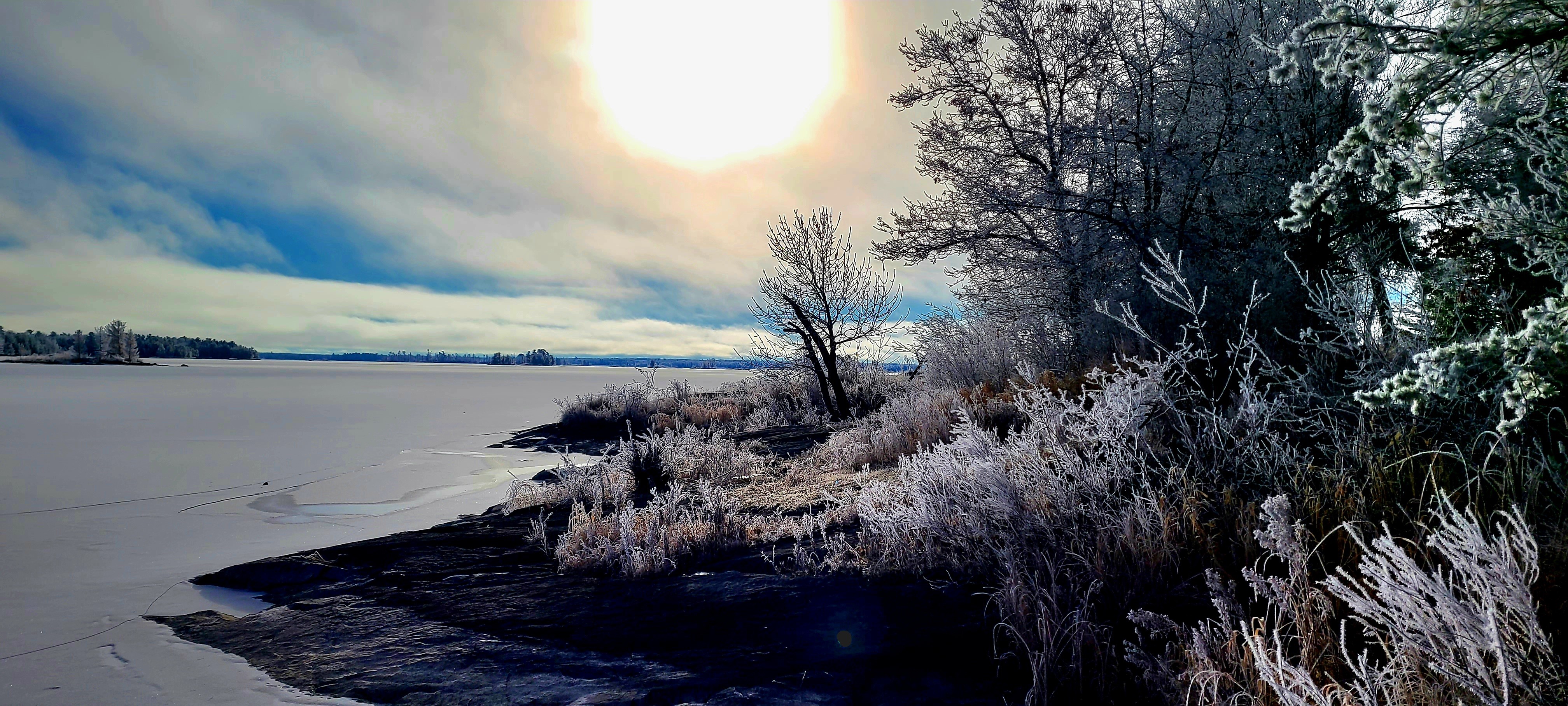 Rime Ice Sun on Rainy Lake