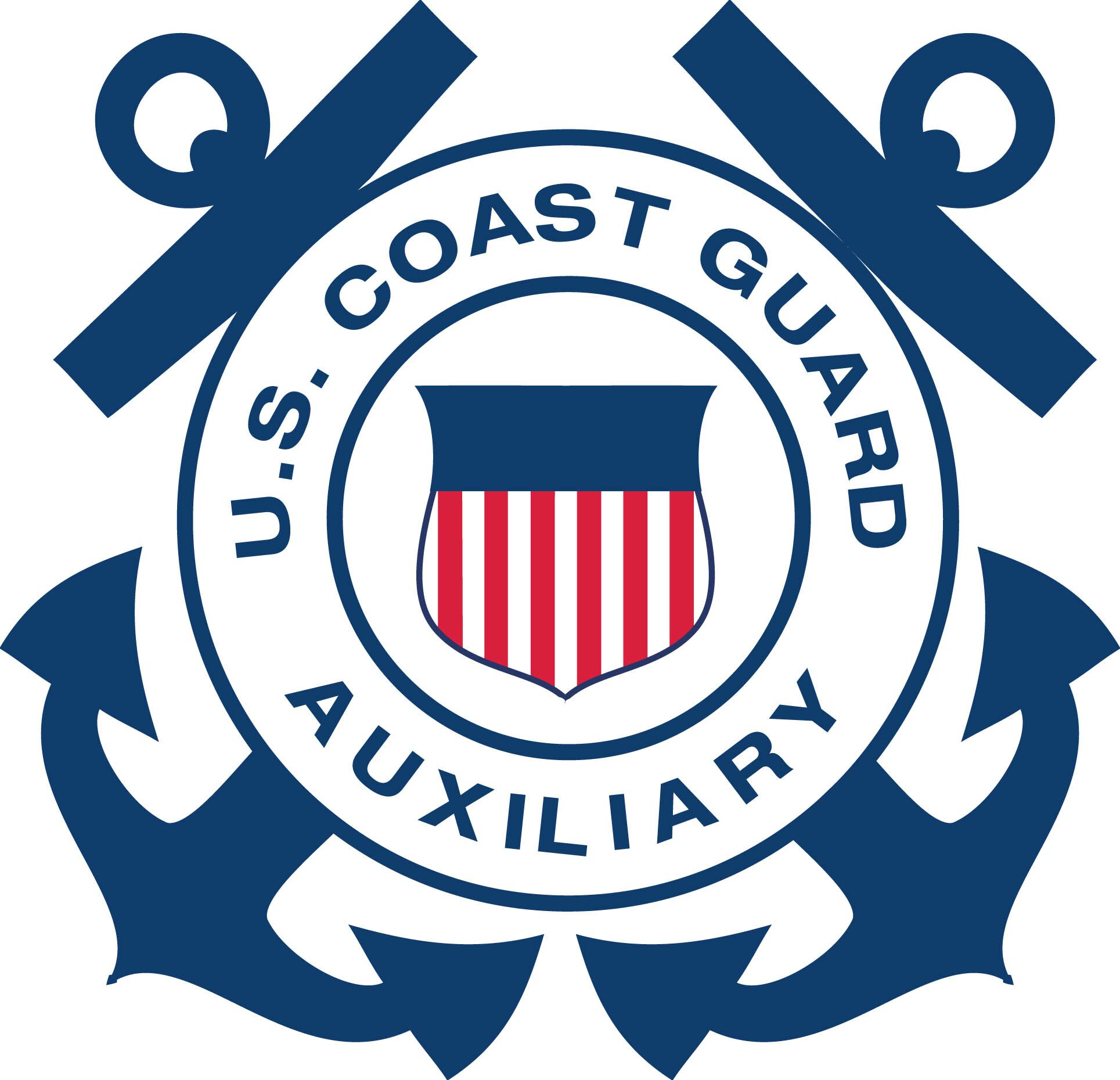 US-Coast-Guard-Auxiliary-logo Red, white, and blue U.S. Coast Guard Auxiliary logo.