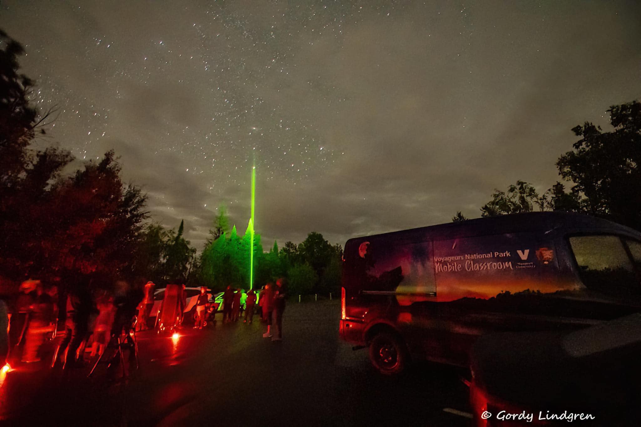 Voyageurs Star Party Night Sky Viewing Lasers pointed into the Night Sky at Voyageurs Star Party