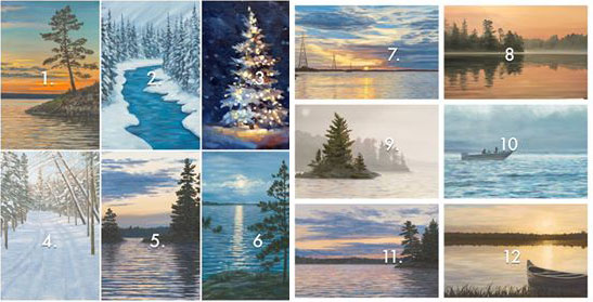 12 paintings by Cherie Serrano A series of 12 paintings by local artist, Cherie Serrano, that represent Voyageurs National Park and the surrounding area.