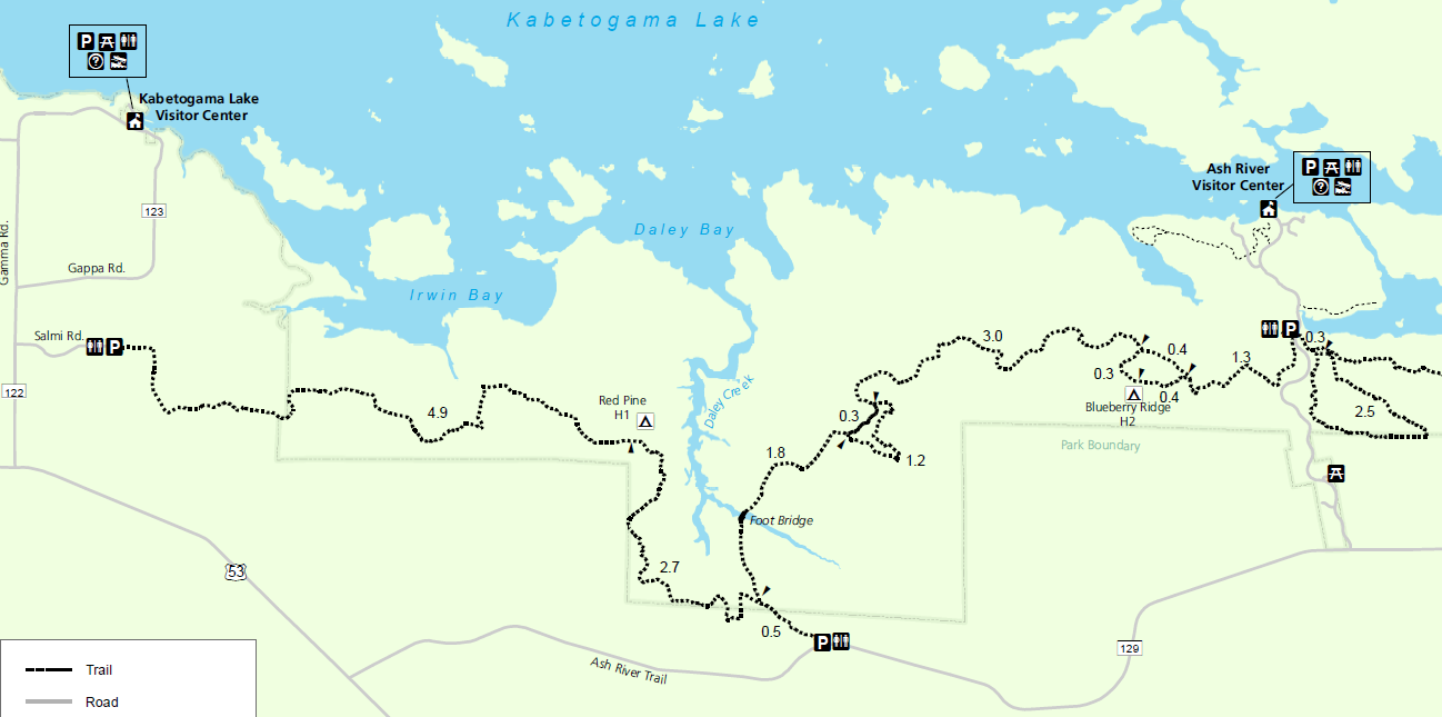 Image depicting the locations of two primitive campsites along the Kab-Ash hiking trail
