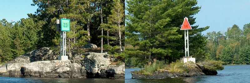 Day use channel markers in Voyageurs National Park