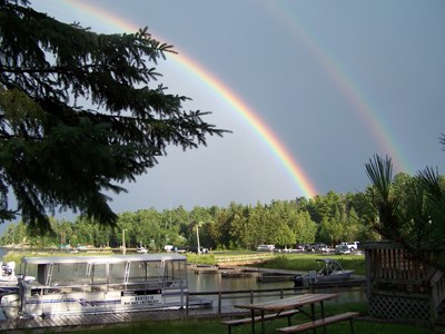 Two rainbows over the marina at Kabetogama Two rainbows over the marina at Kabetogama