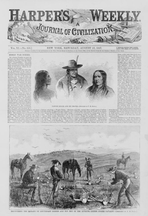 Custer finding Kidder and his men - a “sanitized” depiction. Custer finding Kidder and his men - a “sanitized” depiction.