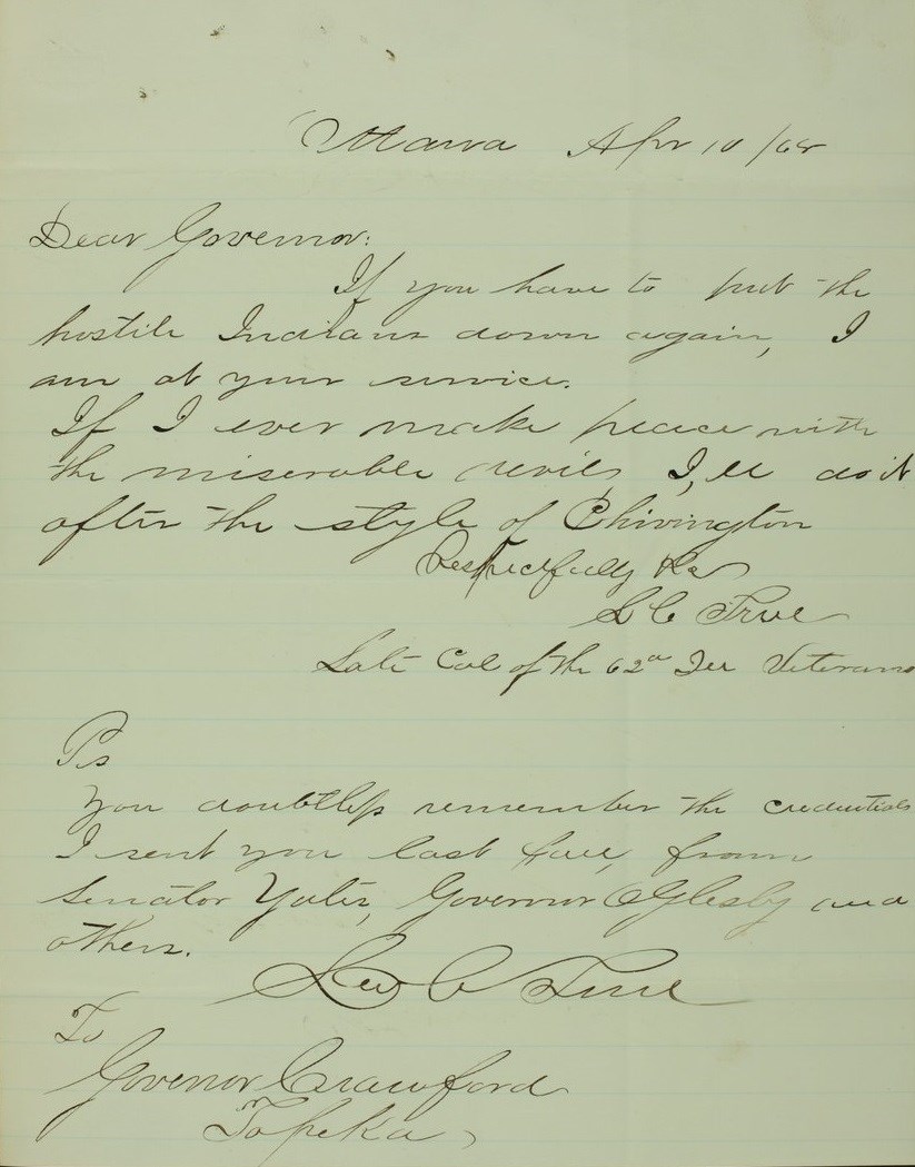 1868, April 10th Letter 1868, April 10th Letter written to Governor Crawford
