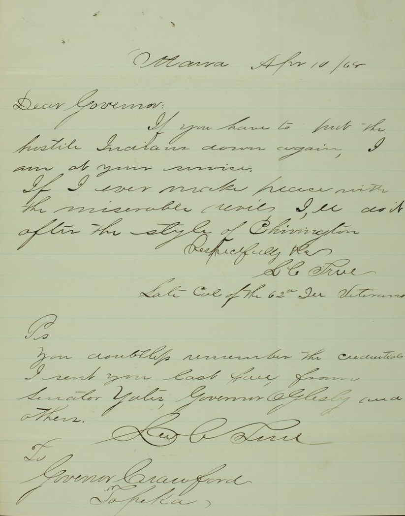 1868, April 10th Letter written to Governor Crawford