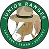 A smiling brown and white horse wearing a ranger hat.