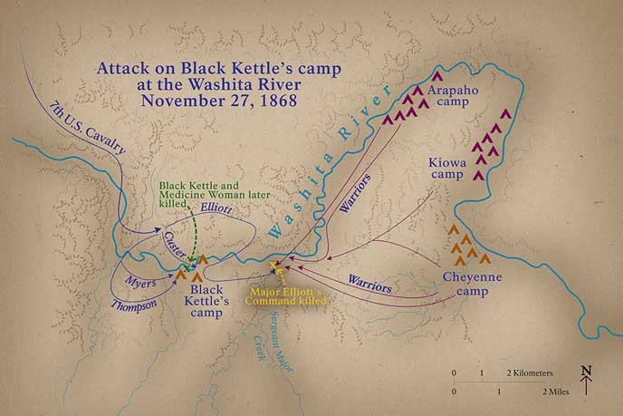 Battle Map of the Attack Along the Washita