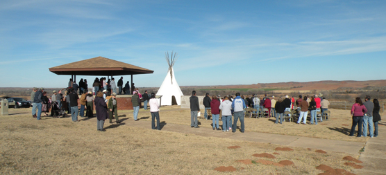 Visitors commemorating the 141st anniversary of the attack on the Washita