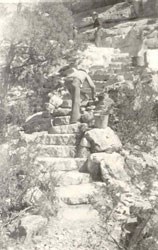 CCC worker on stone steps CCC worker on stone steps