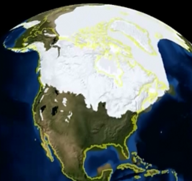 Glaciers and snow covered the northern United States and Canada during the Ice Age, but never Texas.
