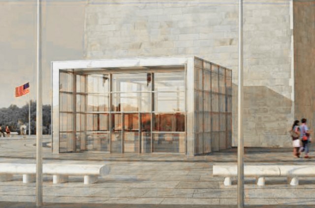 Washington Monument screening facility Rendering of the permanent screening facility at the Washington Monument