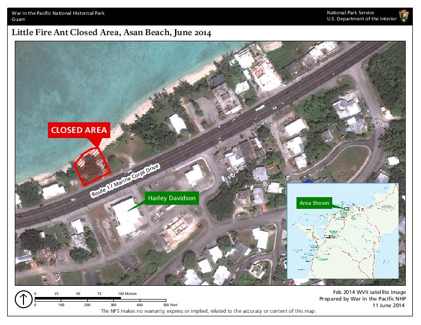 Asan Beach Closure Area (War in the Pacific National Historical Park (WAPA Tract # 102-19), including areas of Asan lot numbers 311-REM and 310-REM)