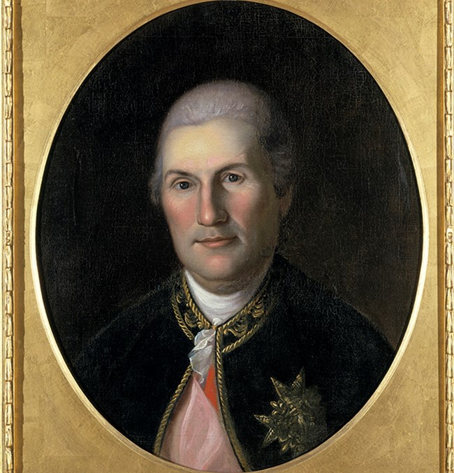 Painting of Rochambeau by Charles Willson Peale.
