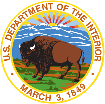 U.S. Department of the Interior logo that includes a bison, the agency name, and text "March 3, 1849"