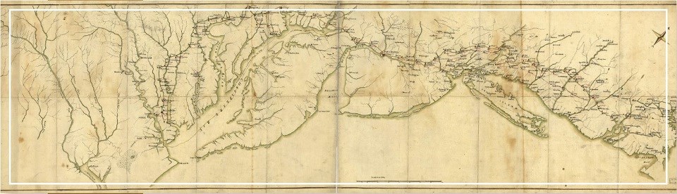Late 18th-century map of the coast along Virginia to New York