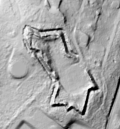 Hillshade raster image Fort Butts through vegetation