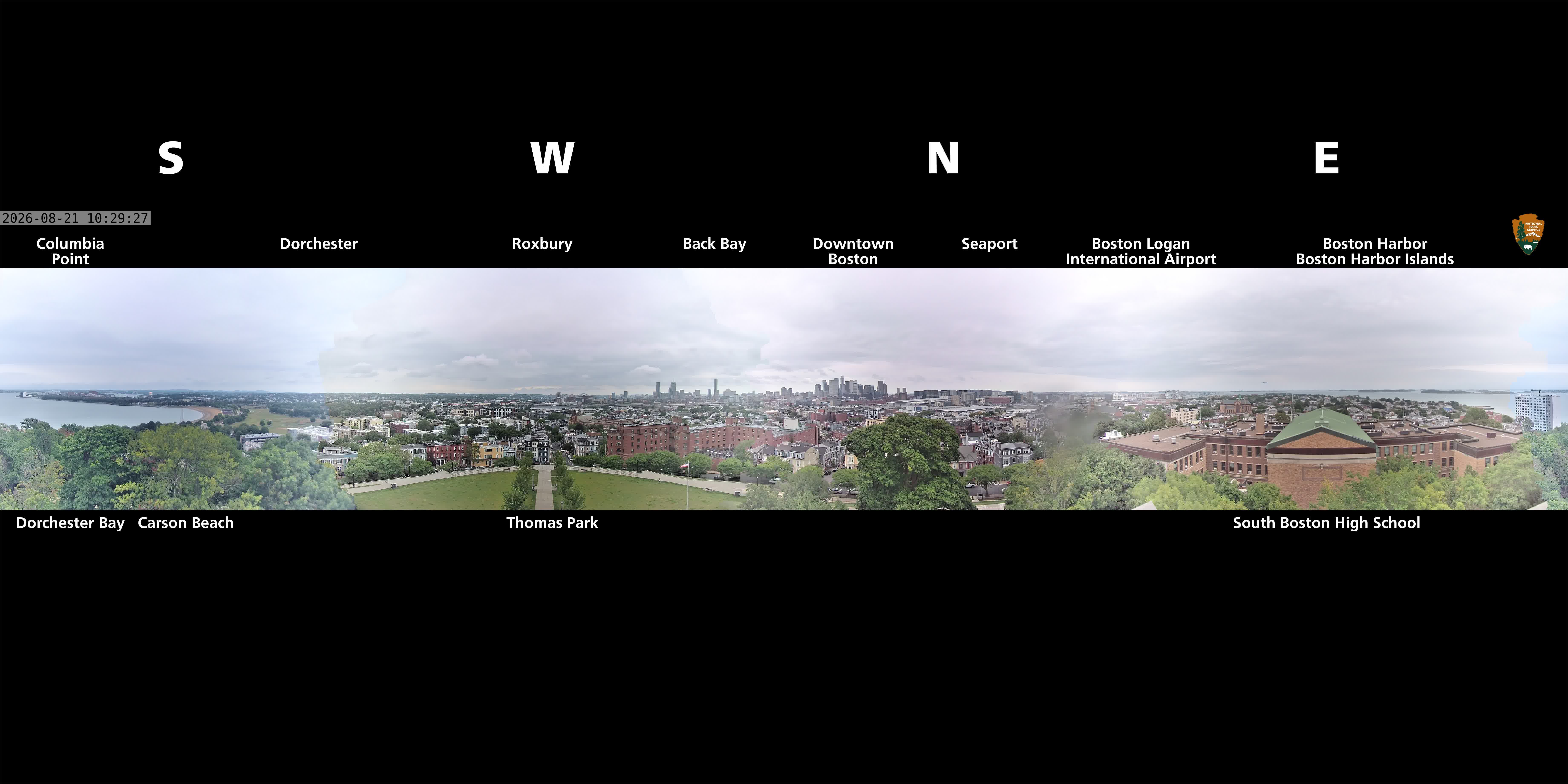 Webcam view from the Bunker Hill Monument looking north