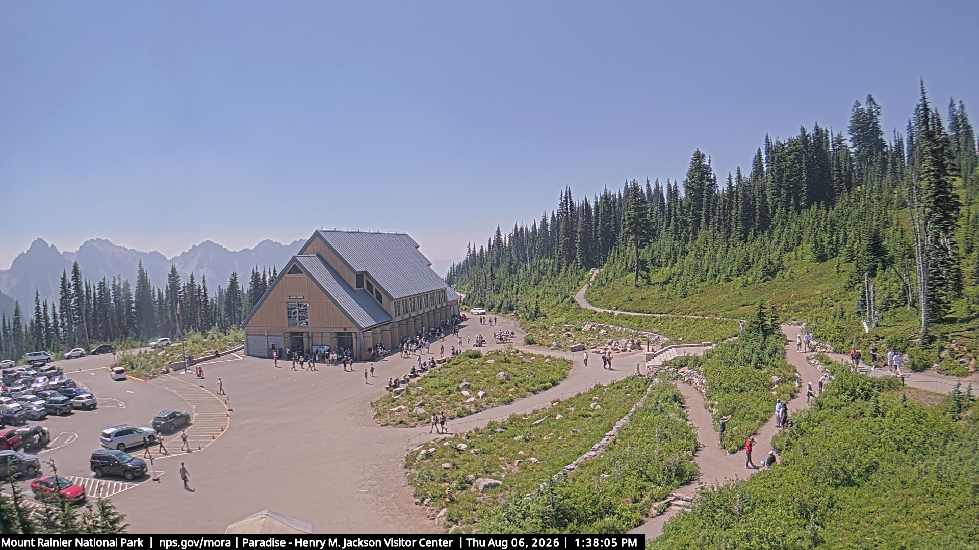 Jackson Visitor Center webcam frame at Paradise on Mount Rainier.